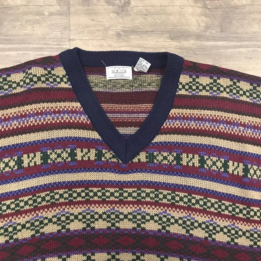Vintage Sears Men's Store Sweater Size XL Multicolor Blue Grandpa Acrylic - Picture 6 of 10